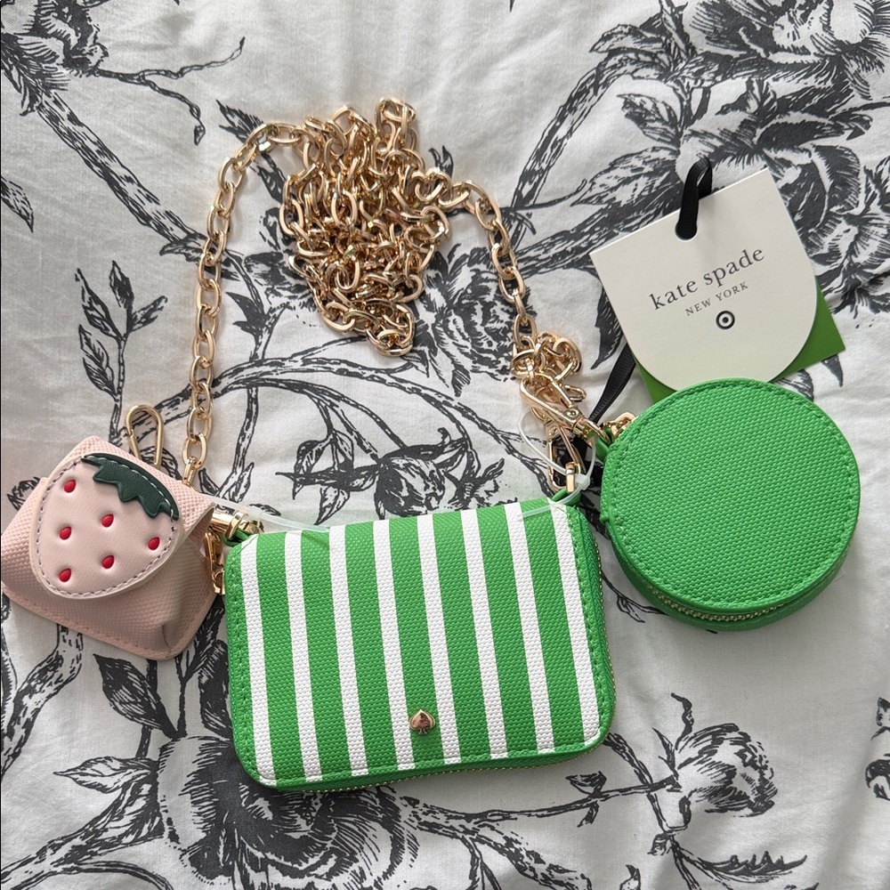 New Kate Spade x TargetGreen and White Striped Bag Set
